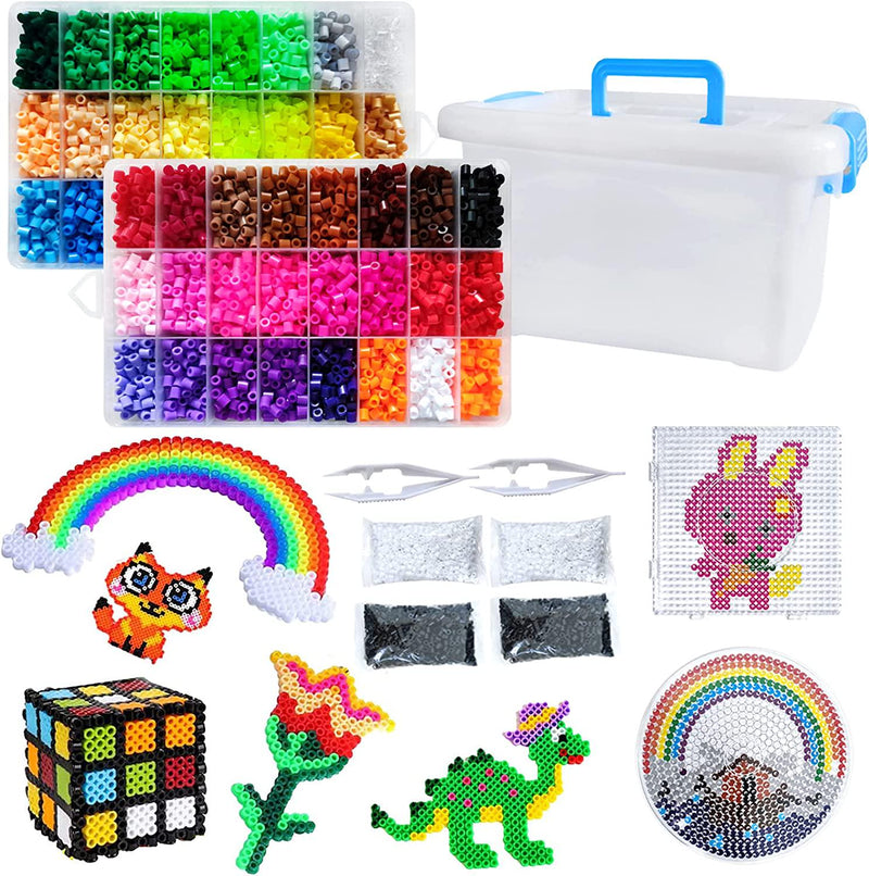 12800Pcs Fuse Beads Kit, CESTLAVIE 48 Colors Perler Bead Kit for Kids