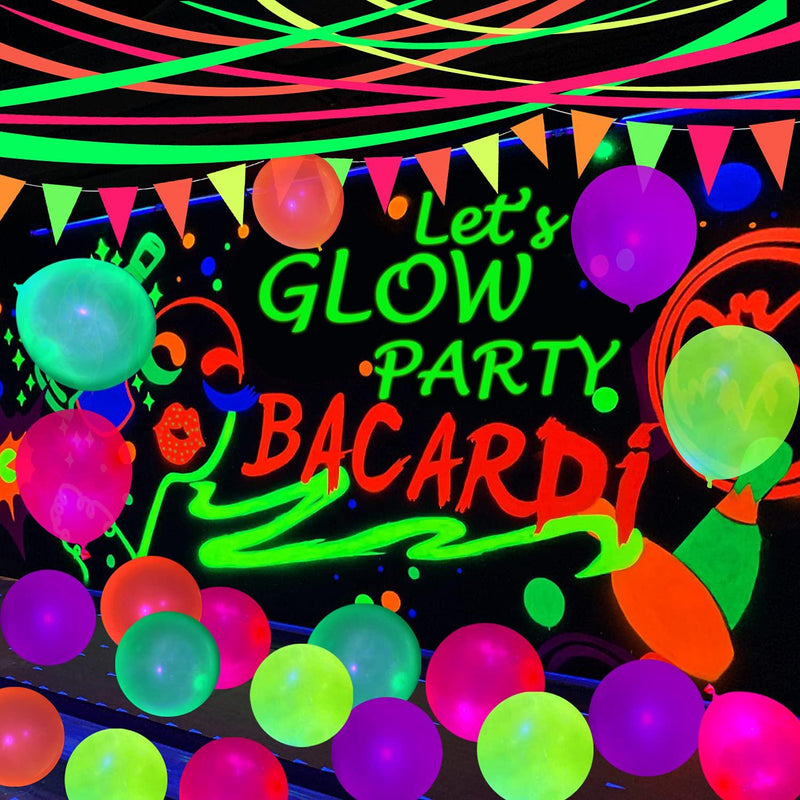Neon Glow Party Balloons UV Black Light Balloons, Glow in the Dark