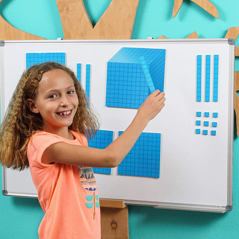 131 PCS Jumbo Magnetic Base Ten Blocks - Place Value Blocks - Math Manipulatives K-3 for Elementary Classroom, Number Blocks, Math Counters for Kids, Counting Cubes, Base 10 for 1st 2nd 3rd Grade