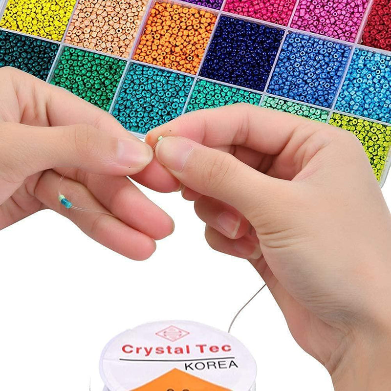 14400pcs Multicolor 3mm Glass Seed Beads Small Craft Beads With Lobster  Clasps, Open Jump Rings And Elastic Crystal String For Bracelet Making