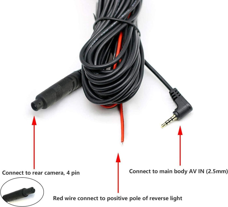 15 Meters(50Feet) Backup Camera Extension Cord Cable for WolfBox G840S Mirror Dash Cam(4 pin, 2.5mm)