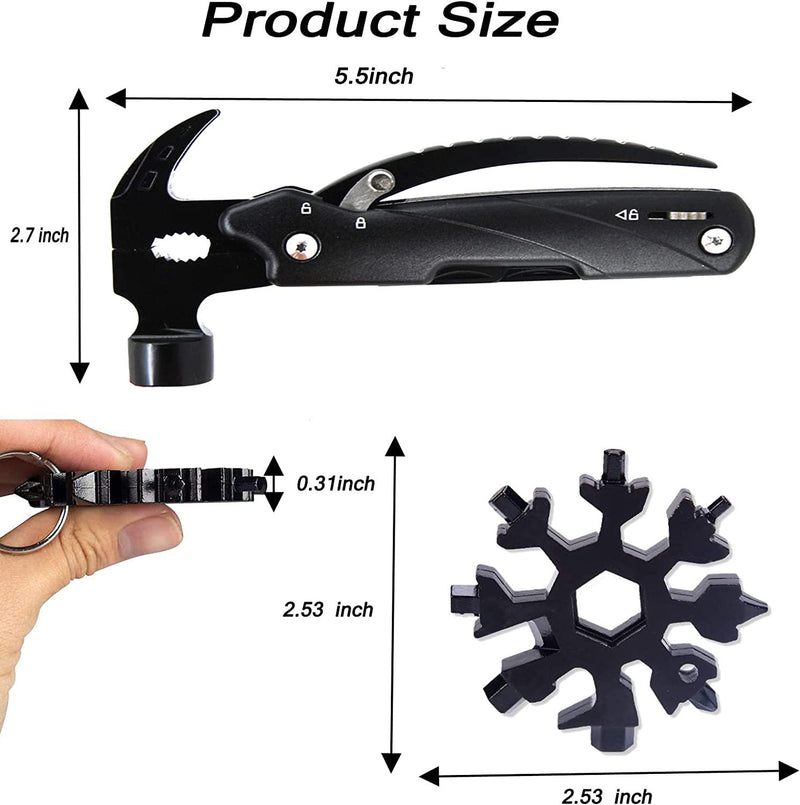 15-in-1 Multitool Hammer Black 18 In 1 Snowflake Multi Tool, Camping A