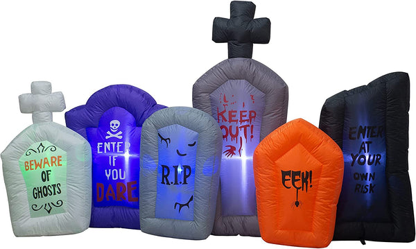 VENLOIS 7.5 Foot Long Halloween Inflatable Tombstones Haunted House Prop LED Lights Decor Outdoor Indoor Holiday Decorations, Blow up Lighted Yard Home Garden Party Decoration