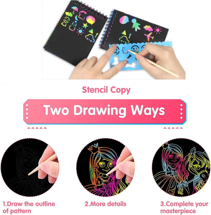 Scratch Art Party Favors for Kids: 16 Pack Rainbow Scratch Notebook Kids  Art