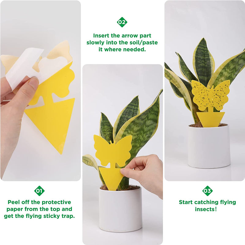 40 PCS Sticky Traps, Geeric Sticky Fruit Fly and Plant Gnat Bug Traps for Indoor/Outdoor Use, Dual-Sided Yellow Sticky Traps Insect Catcher for White Flies, Mosquitos, Fungus Gnats, Flying Insects