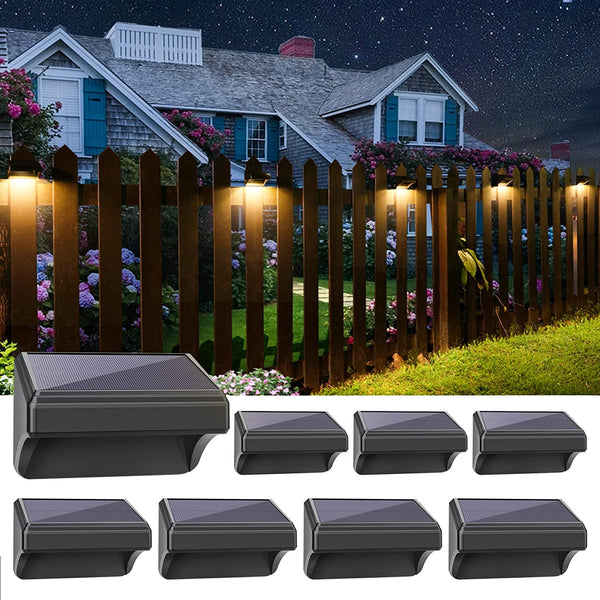 Aulanto Solar Fence Lights with Warm White and RGB Lock Mode, 8Pack Color Glow Light for Fence Ip65Waterproof Solar Outdoor Lights for Fence outside Solar Deck Light for Wall Deck, Step, Yard, Garden