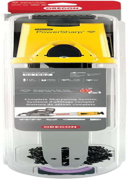 Oregon 18-Inch Powersharp Starter Kit with Bar, Sharpener, and 62 Drive Link Powersharp Chain, 3/8" Low Profile.050" Gauge, Portable Sharpening Tool for Chainsaws (541662)