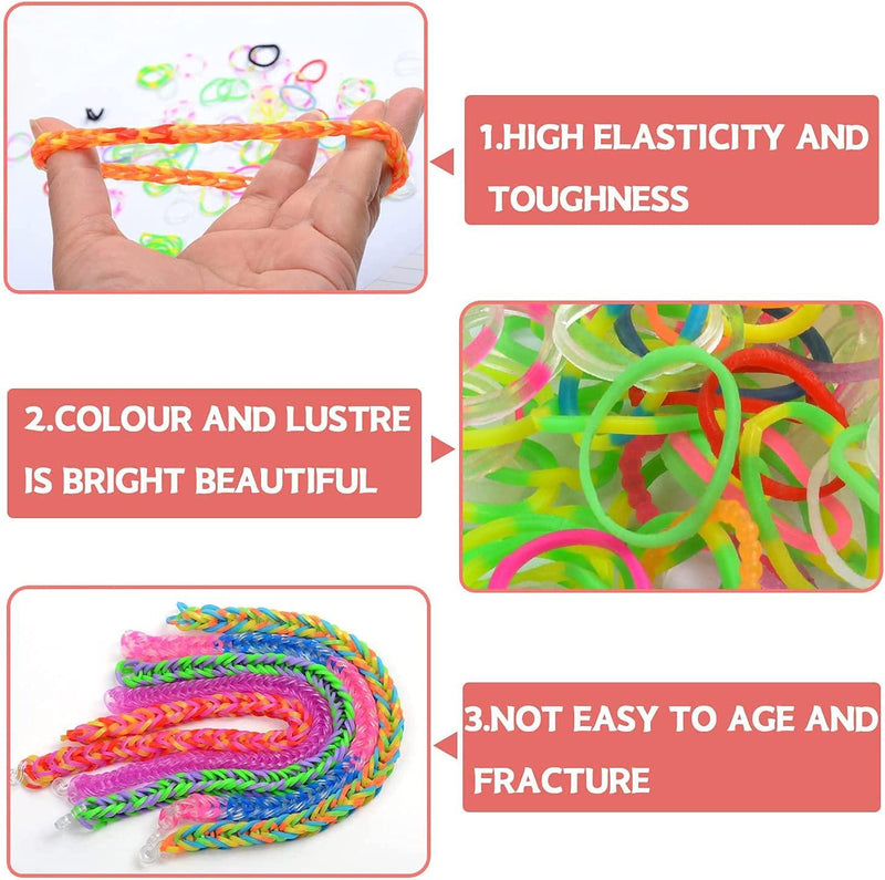  Inscraft 11880+ Loom Bands Set: Colorful Rubber Bands in 28  Colors with Container, 600 Clips, 200 Beads, 52 ABC Beads, Premium Bracelet  Making Refill Kit for Girls Kids Gift DIY Craft : Toys & Games