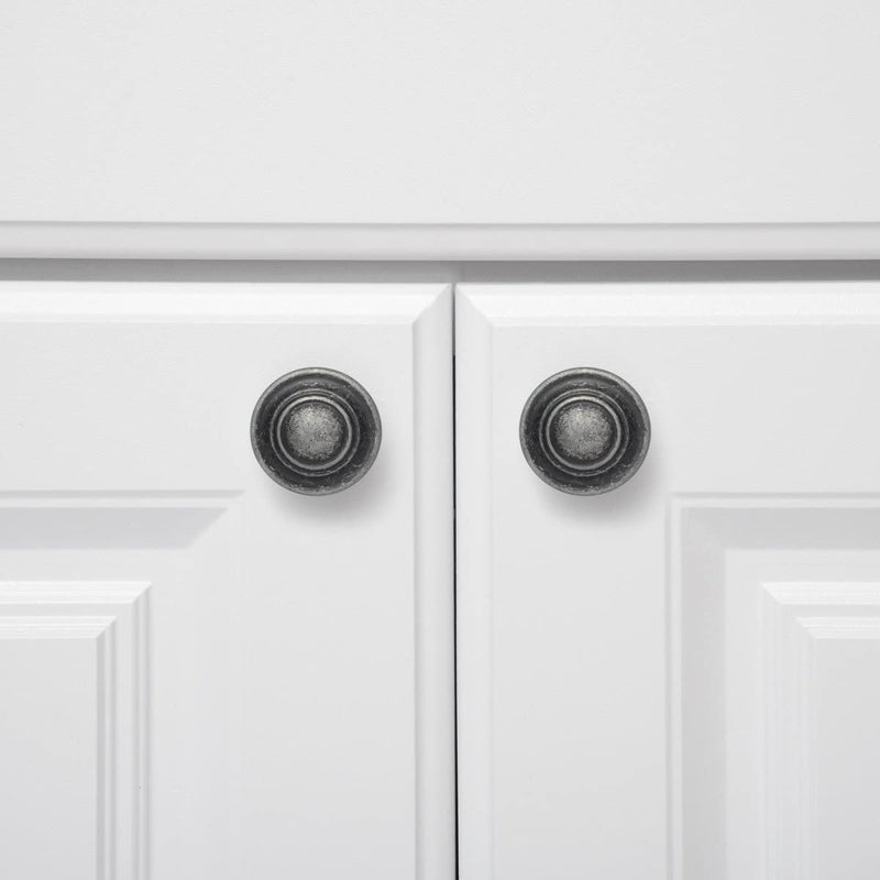 Amazon Basics Traditional Top Ring Cabinet Knob, 1.25" Diameter, Flat Black, 10-Pack