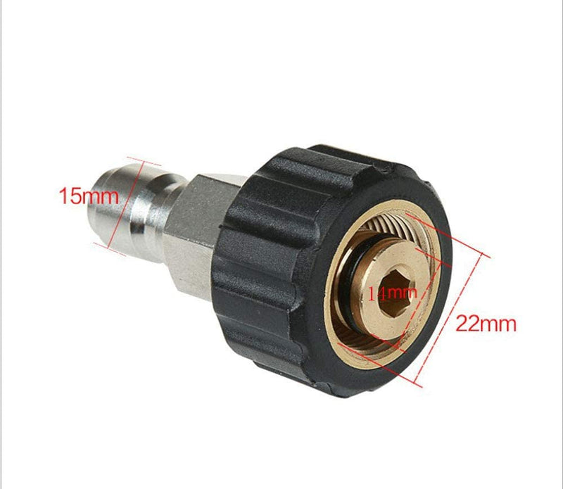 NUZAMAS High Pressure Washer Connector M22 Thread to 3/8', Inner Pin 14Mm, Quick Connector Brass Internal Thread Hose Pipe Connecting Parts