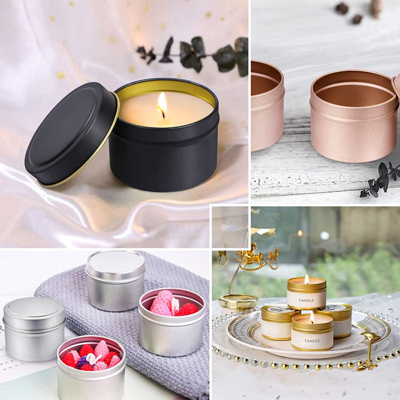 24 Pcs Candle Tins, 4 Oz round Metal Tins with Lids, Travel Tins Candle  Jars Con