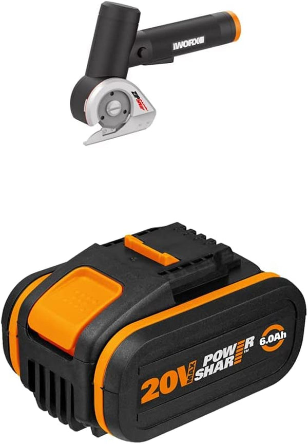 WORX 20V Cordless MAKERX Rotary Cutter Skin - WX745.9, Black and 6.0Ah Lithium-Ion Battery W/Indicator - WA3641