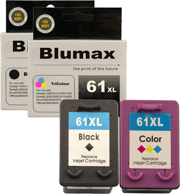 2 Pack HP 61XL Brand New Compatible High Yield Ink Cartridges CH563WA + CH564WA (1BK+1CL)