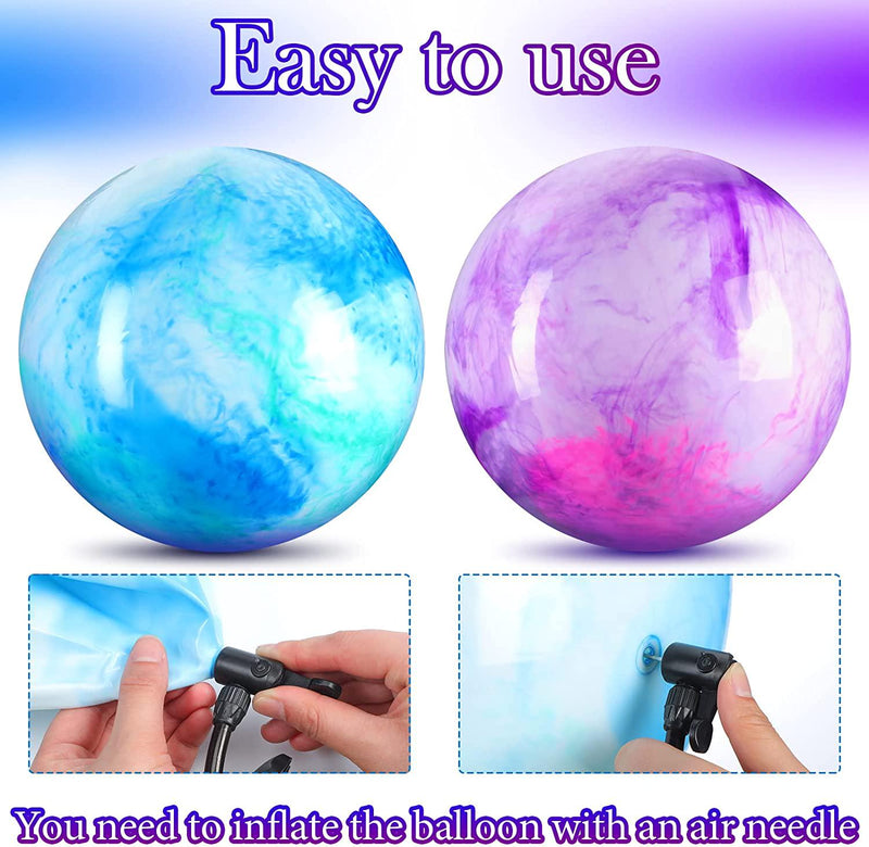 2 Pcs 15 Inches Marbleized Bouncy Balls Large Size Ball Inflatable Rubber Playground Sensory Balls Bouncy Toys Balls for Kid Adults Pet Outdoor School Water