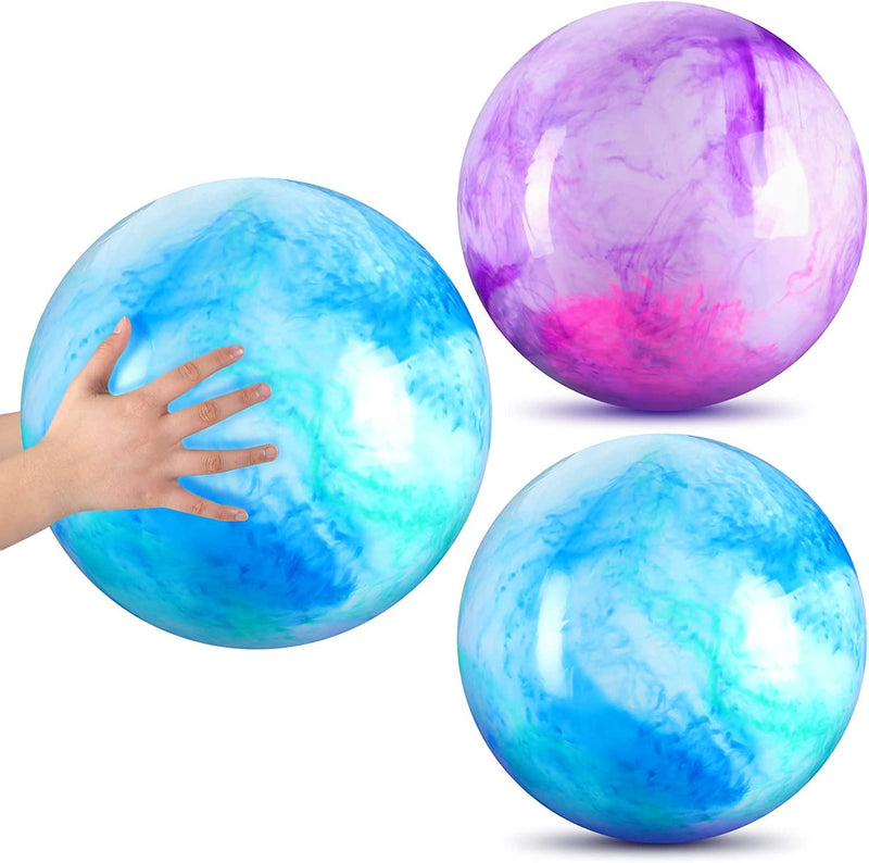 2 Pcs 15 Inches Marbleized Bouncy Balls Large Size Ball Inflatable Rubber Playground Sensory Balls Bouncy Toys Balls for Kid Adults Pet Outdoor School Water