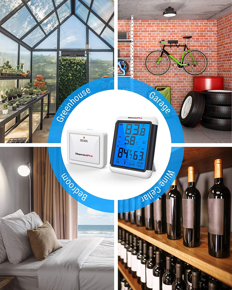 ThermoPro TP-65 Indoor Outdoor Temperature and Humidity Monitor