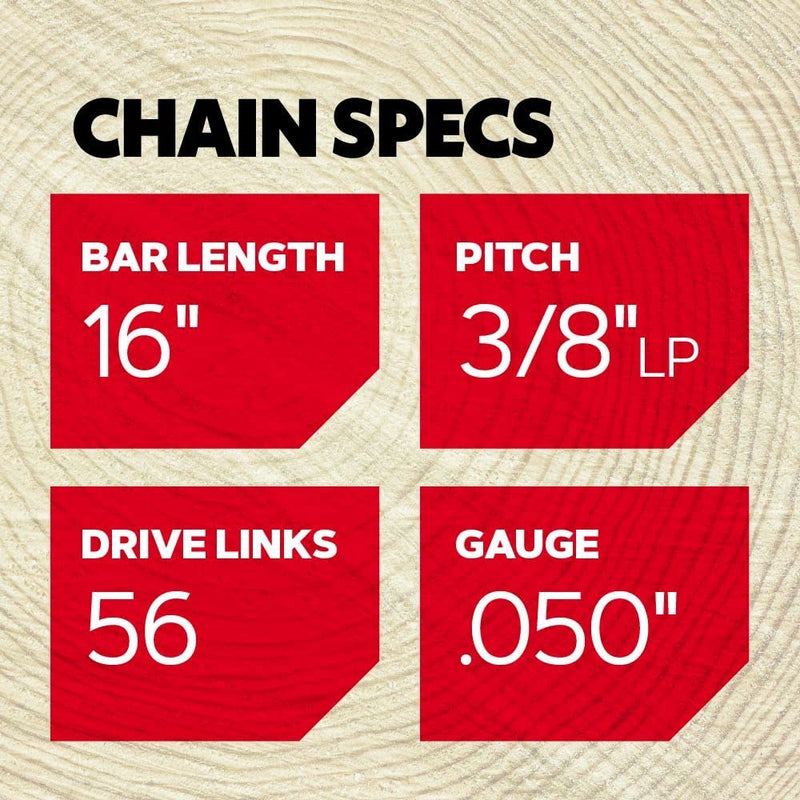 Oregon S56T Advancecut Chainsaw Chain for 16-Inch Bar, Fits Echo CS-400, CS-310, CS-352 and CS-370, Poulan 2150 and 3816 & More, 56 Drive Links (2-Pack), Grey
