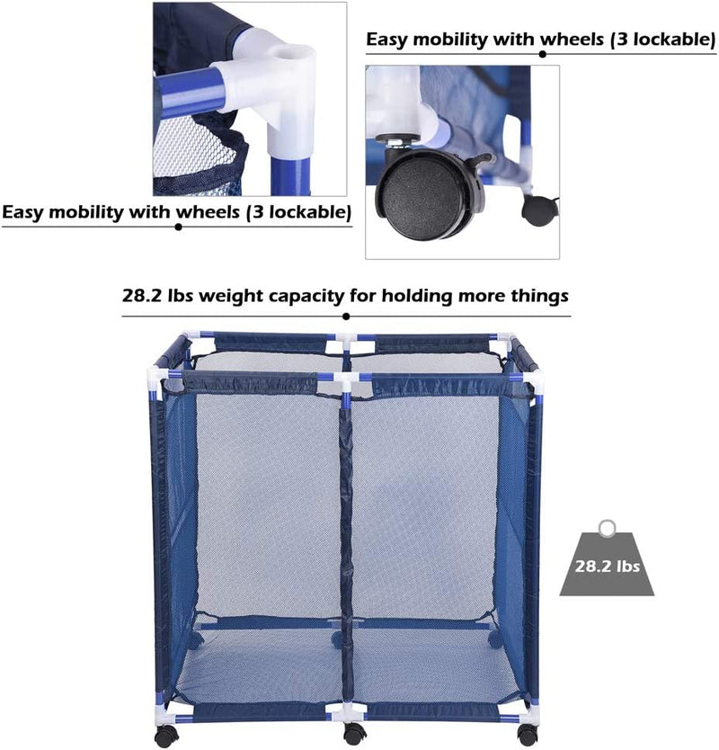 AplusBuy 35x22x33 Mesh Pool Storage Bin Rolling Storage Cart Float  Goggles Container Organizer