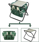 Garden Tools Set 11 Piece Gardening Tools Kit with Folding Stool for Women & Men, Garden Tools Set with 6 Hand Tools, Garden Storage Tote, Watering Pot,Garden Gloves and Garden Twist Tie