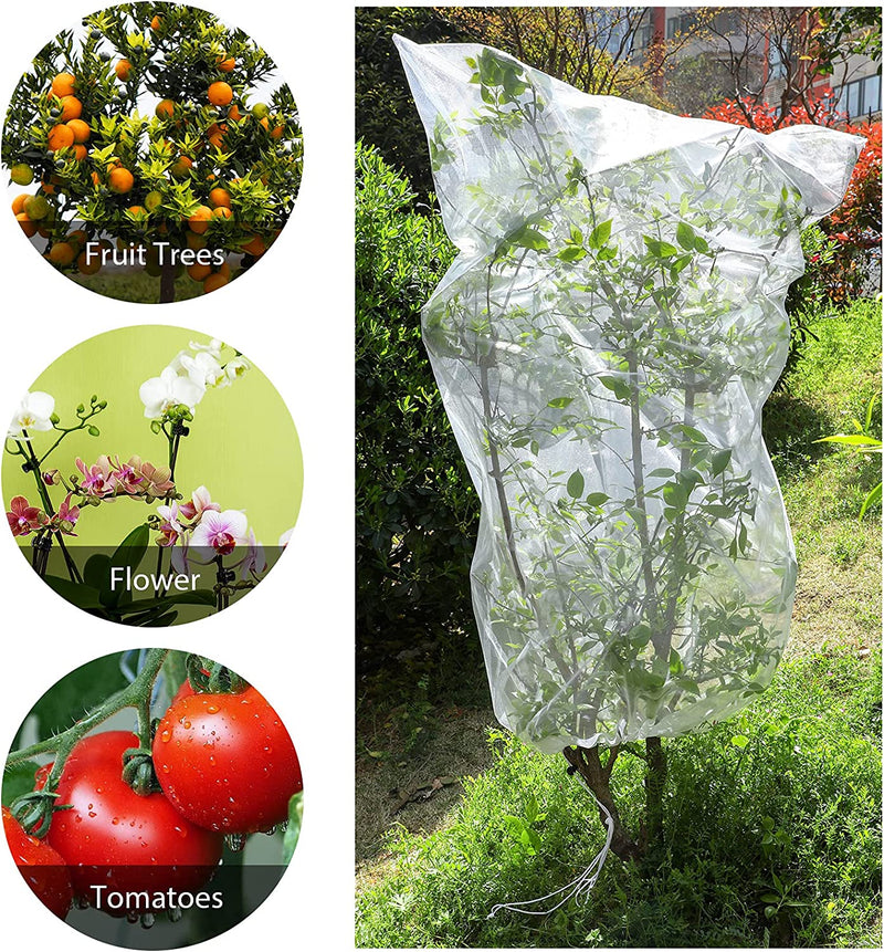 Bird Barrier Netting Mesh with Drawstring Netting Plant Cover Garden Flower Screen Barrier Fruit Protection Net Bag for Protecting Vegetable Plant Flower (3, 32 X 39 Inches)