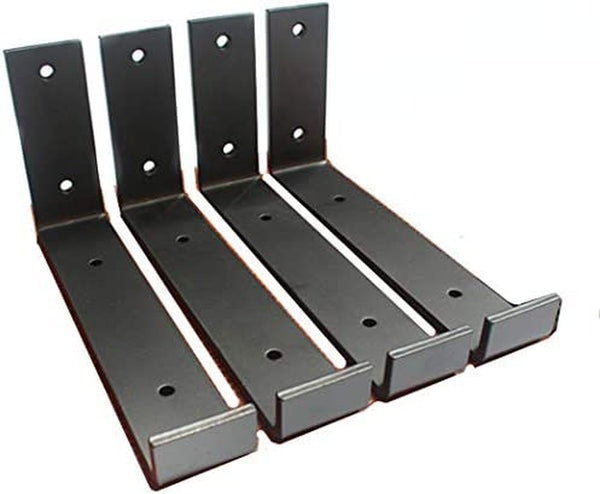 4 Pack - 7.25"L X 4"H X 1.5"W 5Mm Thick Black Hook Brackets, Hook Iron Shelf Brackets, J Bracket, Metal Shelf Bracket, Industrial Shelf Bracket, Modern Shelf Bracket Shelf Supports with Screws