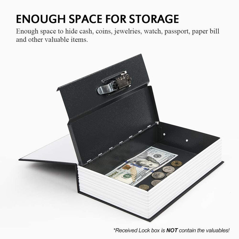Diversion Book Safe with Combination Lock, Safe Secret Hidden Metal Lock Box,Money Hiding Box,Collection Box Black Large