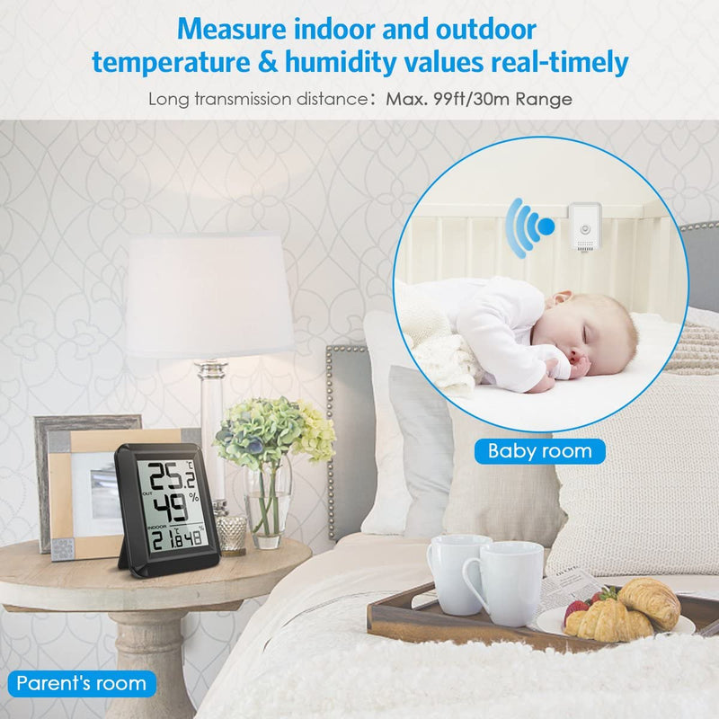 AMIR Indoor Outdoor Thermometer, Digital Hygrometer, Humidity Monitor Wireless with LCD Display, Room Thermometer and Humidity Gauge for Home, Office Etc (Specification 1)