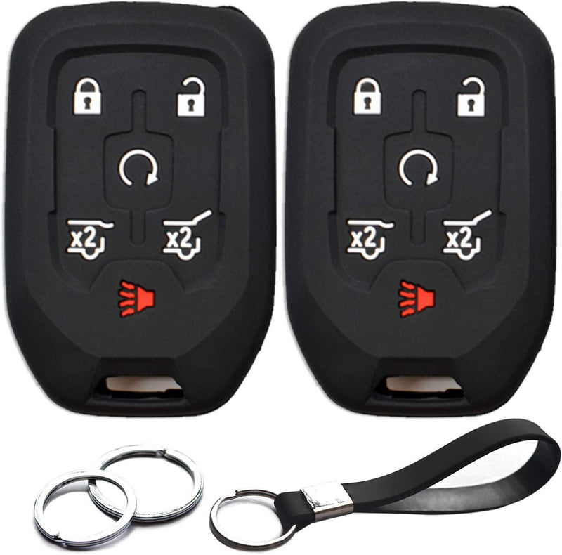 2pcs Compatible with Chevrolet GMC Smart 6 BTS Black Silicone FOB Key