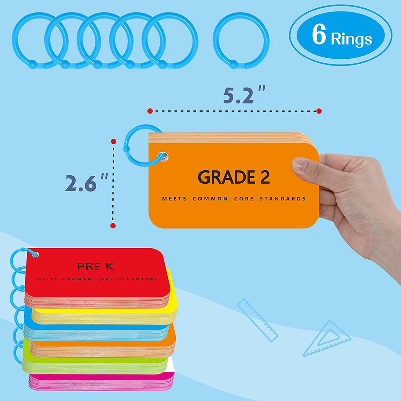305 Flash Cards, Include 250 Dolch and Fry Sight Words with Sentences Plus 50 Blank Flash Cards, Educational Word Reading Flash Cards for Preschool, Kindergarten, 1st, 2nd, 3rd Grade (Include 6 Rings)