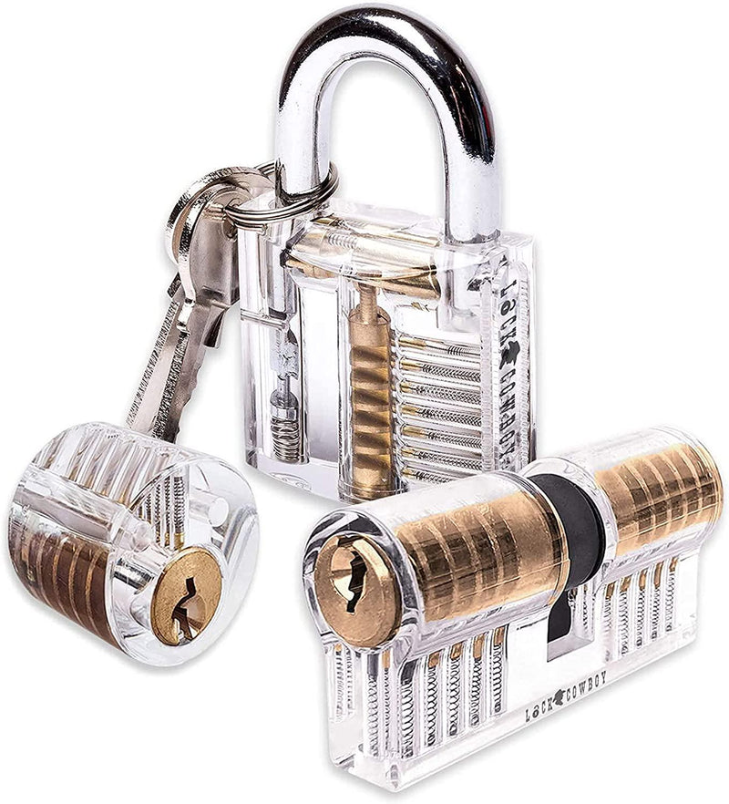 Buy 30 Pieces Lock Picking Set with 3 Transparent Training Locks and Credit  Card, Lock Picking Kit by LockCowboy