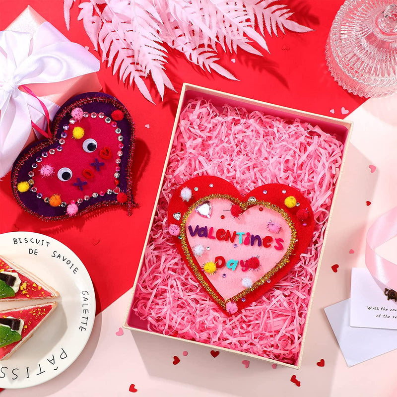 30 Sets Valentines Day Craft Kit Felt Valentine Day Crafts for Kids Heart Shaped Kids Valentines Craft Kits Ornaments DIY Valentine&