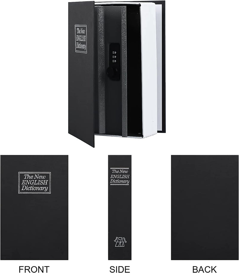 Diversion Book Safe with Combination Lock, Safe Secret Hidden Metal Lock Box,Money Hiding Box,Collection Box Black Large