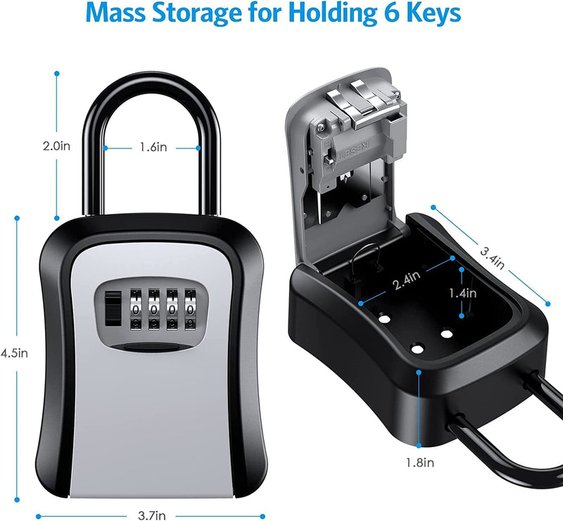 AMIR Key Lock Box Wall Mounted, Lock Box for House Key, 4 Digit Combination Lockbox for Keys with Resettable Code, Lockbox for Key Storage Outdoor Realtors (1 Pack)