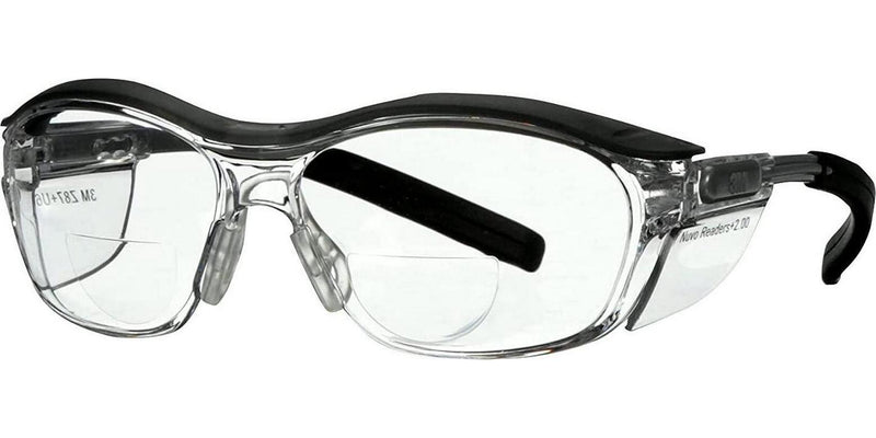 3M Reader Safety Glasses, 2.0 Diopter, Black Frame, Clear Lens