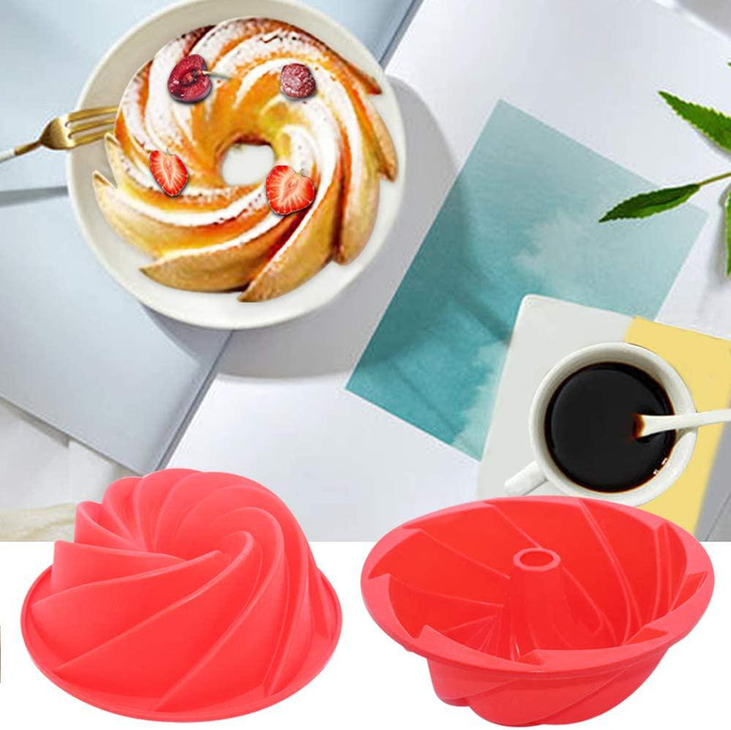 3 Pcs Silicone Cake Bread Baking Molds, AIFUDA Large Swirl Cake Mold Castle Cake Mold and Double Flower Cake Mold for Birthday Party DIY