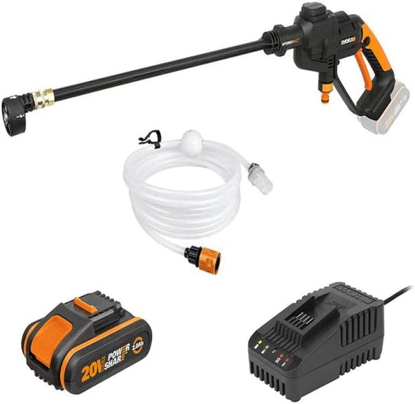 WORX 20V HYDROSHOT Portable Pressure Washer W/ POWERSHARE 2Ah Battery & 2A Charger - WG620E, Black