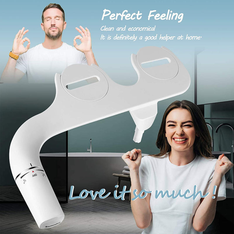 SAMODRA Ultra Slim Bidet Attachment for Toilet Seat - Dual Nozzle,  Adjustable Water Pressure, Non-Electric Ass Sprayer