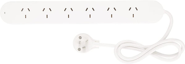 Surge Protected 6 Outlet Powerboard White
