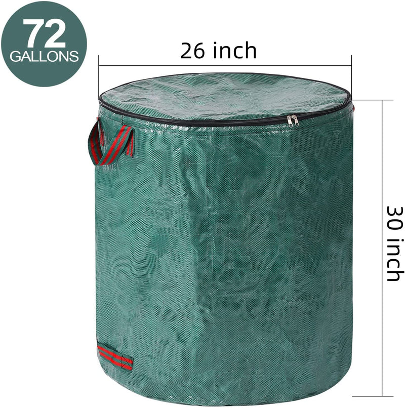 Pilntons 2 Pack 32 Gallons Reusable Yard Waste Bags with Zipper Lid Garden  Waste Bags with 4 Handles Outdoor Heavy Duty Gardening Lawn Leaf Bags Large