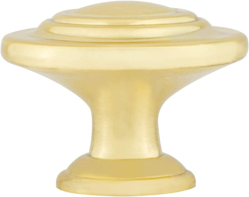 Amazon Basics Traditional Top Ring Cabinet Knob, 1.25" Diameter, Brushed Brass, 10-Pack