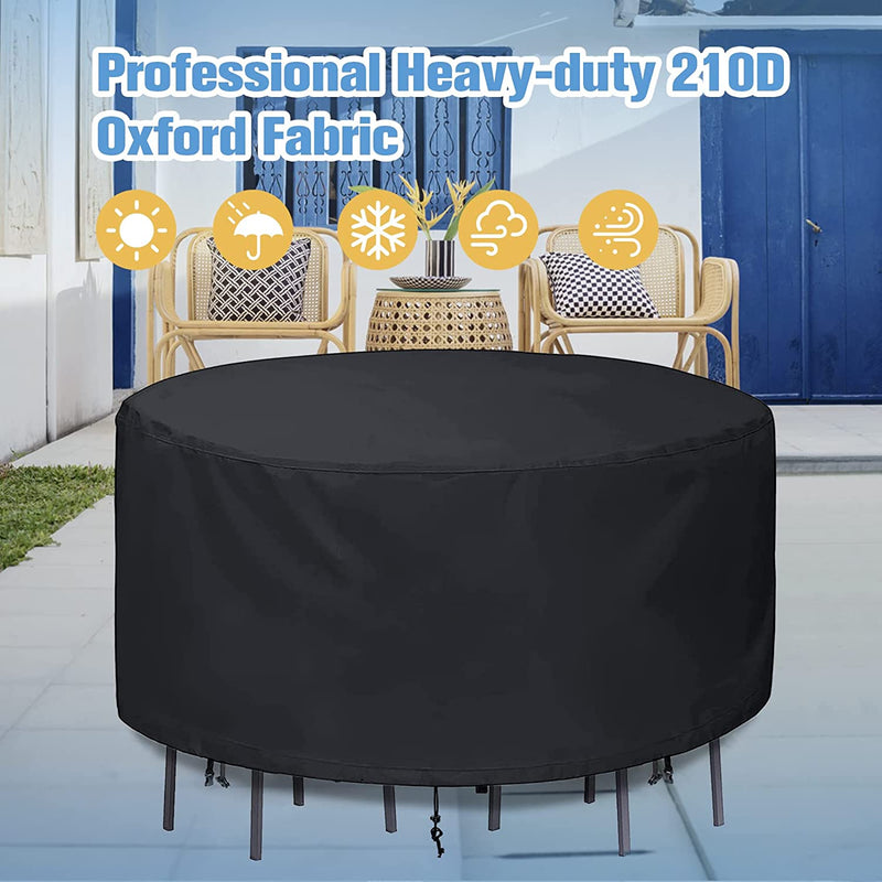 Patio Furniture Cover Waterproof Durable Heavy Duty 210D Oxford round Outdoor Table Chair Set Covers for Garden round Table Dining Set