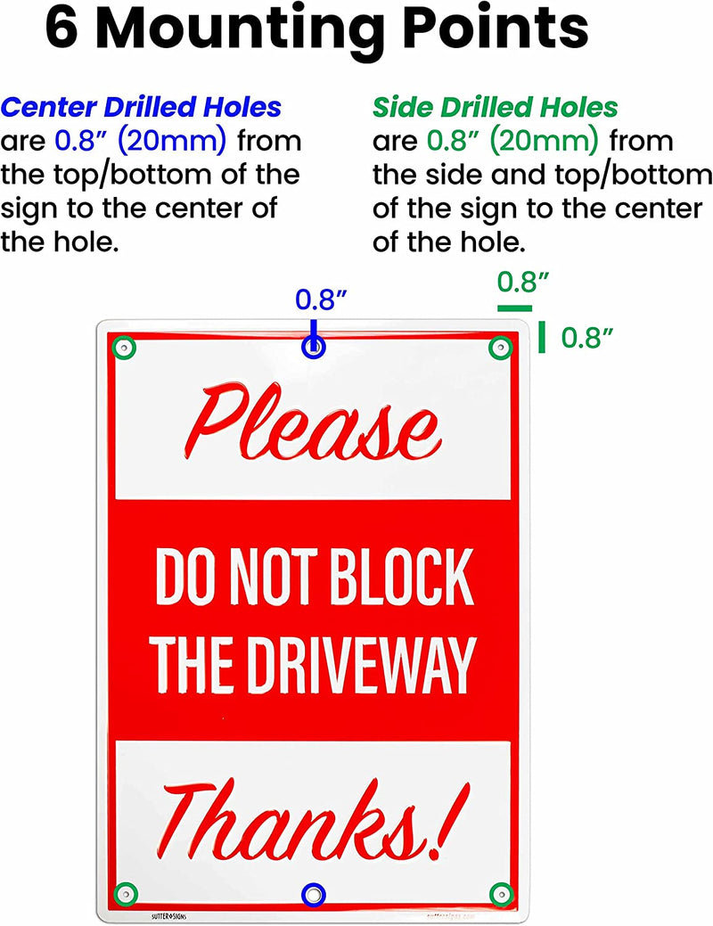 Please Do Not Block Driveway Aluminum Metal Sign