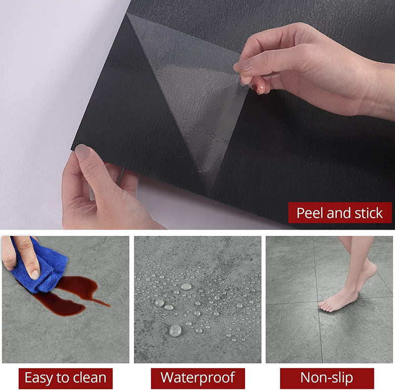 WESTICK Vinyl Flooring Peel and Stick Floor Tile Waterproof Bathroom Vinyl Peel and Stick Tiles for Floor Grey Peel and Stick Floor Tiles Self Adhesive Tiles Peel and Stick Flooring 10 PCS 12" X 12"