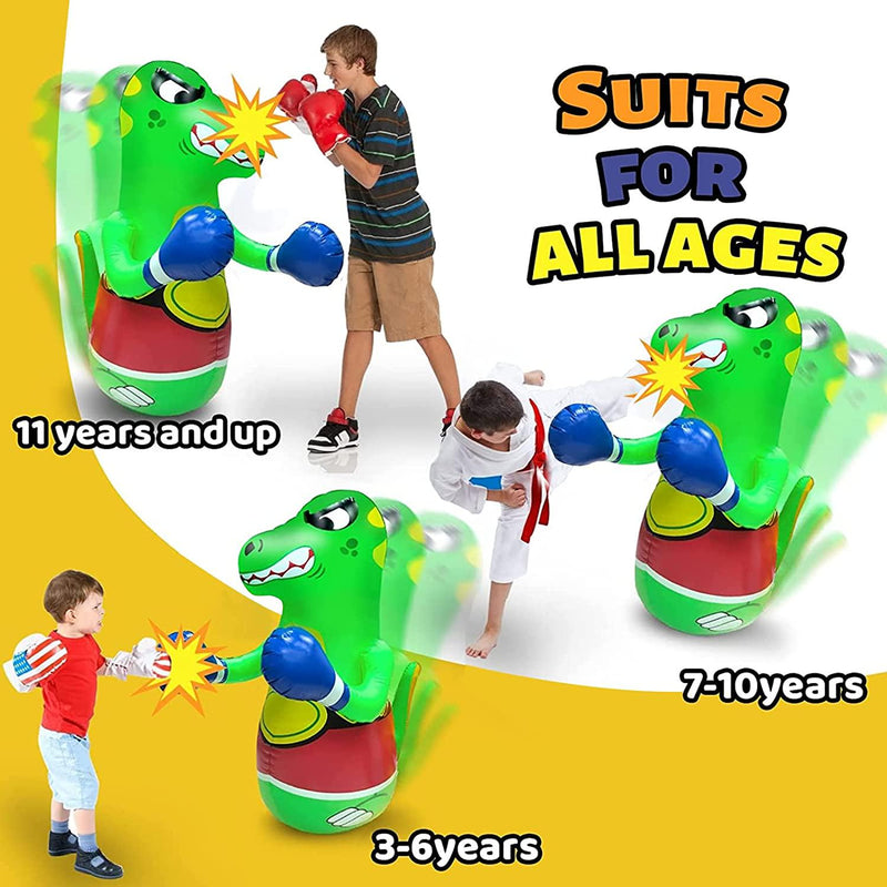 47 Inch Inflatable Dinosaur Punching Bag for Kids, Free Standing Bounce-Back Bopper Air Bop Bag Boxing Toys for Boys Girls Gift Exercise Stress Relief Toys Summer Indoor Outdoor Sports Pool Party Toy