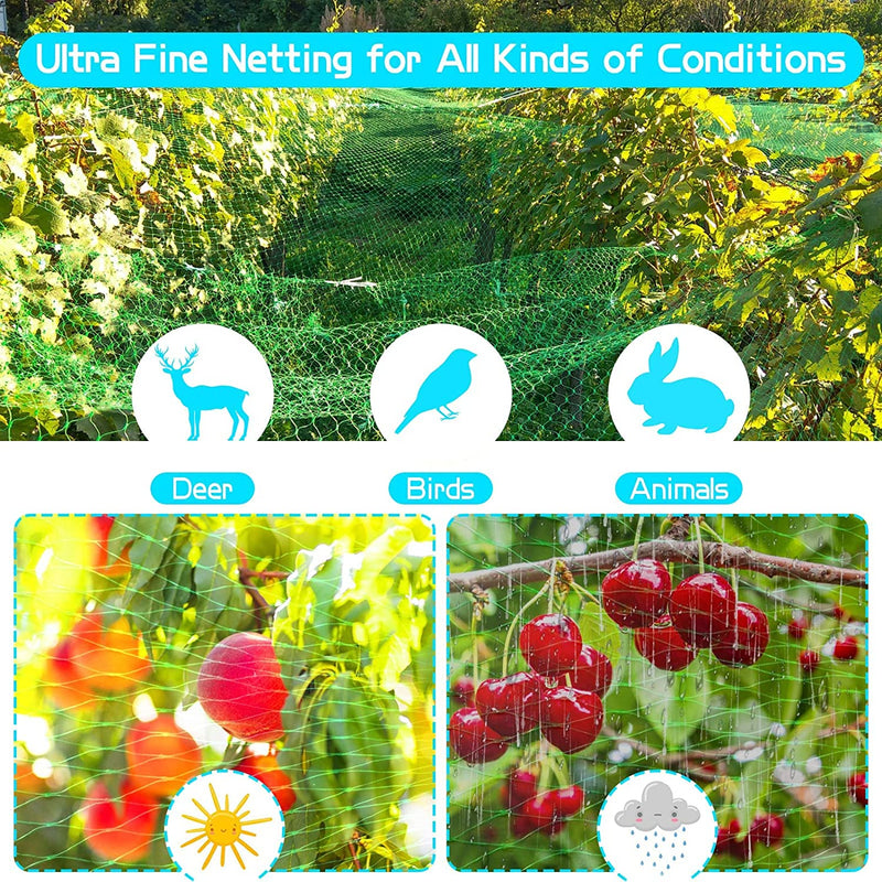 Anti-Bird Netting Garden Netting 6.5Ft X 33Ft Reusable Nylon anti Bird Protect Net Fruit Trees Blueberries Plants and Vegetables from Birds and Animals