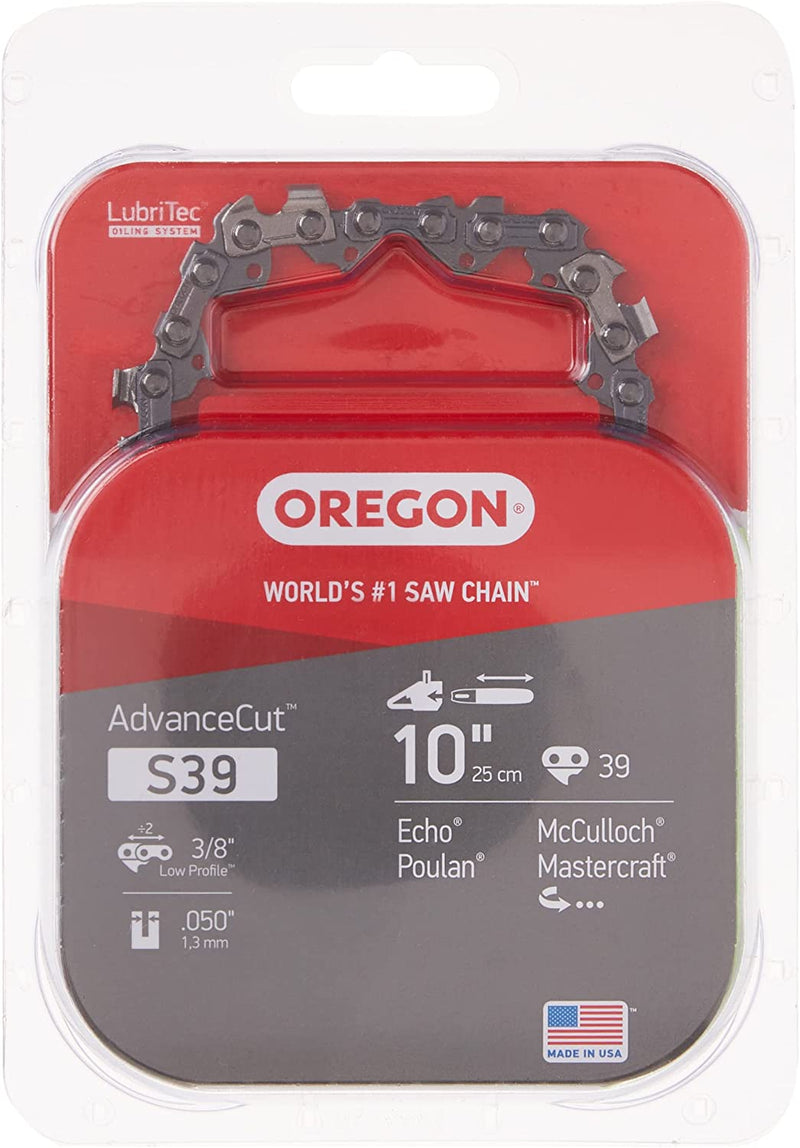 Oregon S39 Advancecut 10-Inch Semi Chisel Chainsaw Chain Fits Echo, Poulan, Mcculloch, Grey