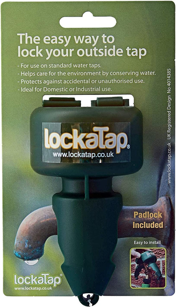 Lockatap GARDEN TAP LOCK - SECURE outside Brass Water TAPS to Stop Unauthorised Use - Locks Outdoor Hose - save WATER - Includes LOCK and 3 Keys - Can Be Used with Timers