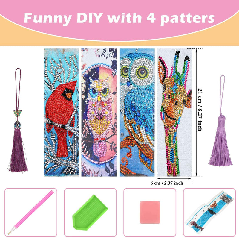 4 Pieces 5d Diamond Painting Bookmark DIY Beaded Bookmarks with Tassel and  Diamond Painting Tool for Kids Adults Beginner Art Craft Supplies Christmas