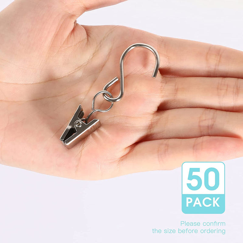 60PCS Curtain Clips with Hooks for Hanging Clamp Hangers Gutter Hooks