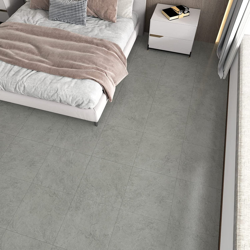 WESTICK Vinyl Flooring Peel and Stick Floor Tile Waterproof Bathroom Vinyl Peel and Stick Tiles for Floor Grey Peel and Stick Floor Tiles Self Adhesive Tiles Peel and Stick Flooring 10 PCS 12" X 12"